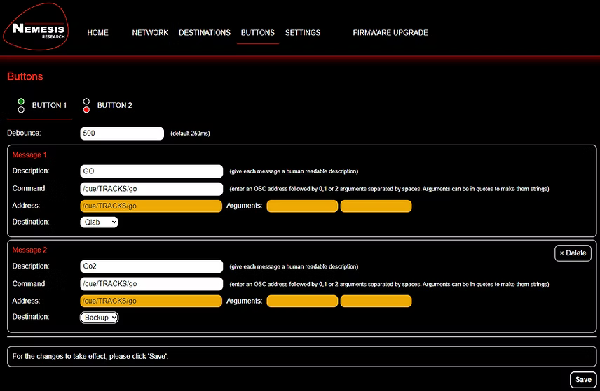 NEMESIS OSCA-R2 2-WAY OSC PROGRAMMABLE BUTTON BOX